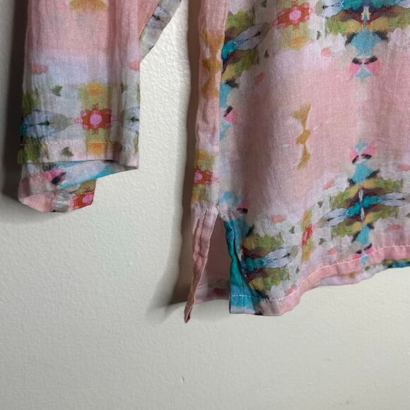 Laura Park Annie Selkie Tunic Top Tassel Detail Pink Ikat Cotton size M/L - Picture 6 of 7